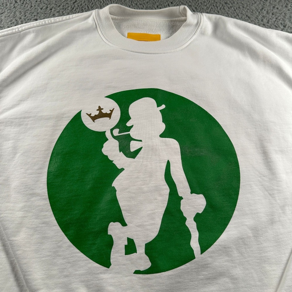 Yellow Label Boston‎ Celtics Sweatshirt Size M White Crewneck Green Graphic Rare - Picture 2 of 12